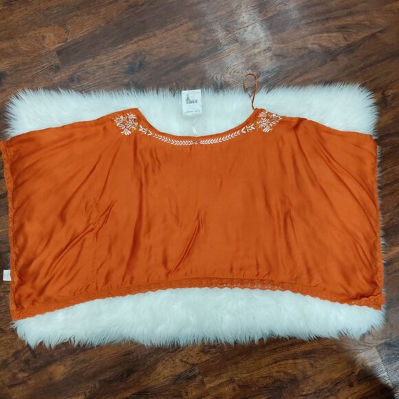 Free People Summer Boho Embroidered Batwing Tangerine Kimono Top Women's XS NWT - Picture 5 of 16